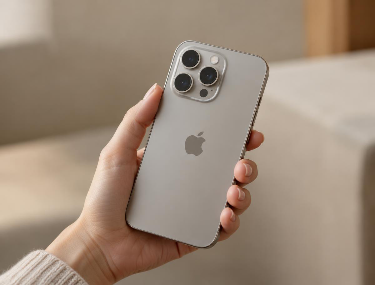 Mão segurando um iPhone