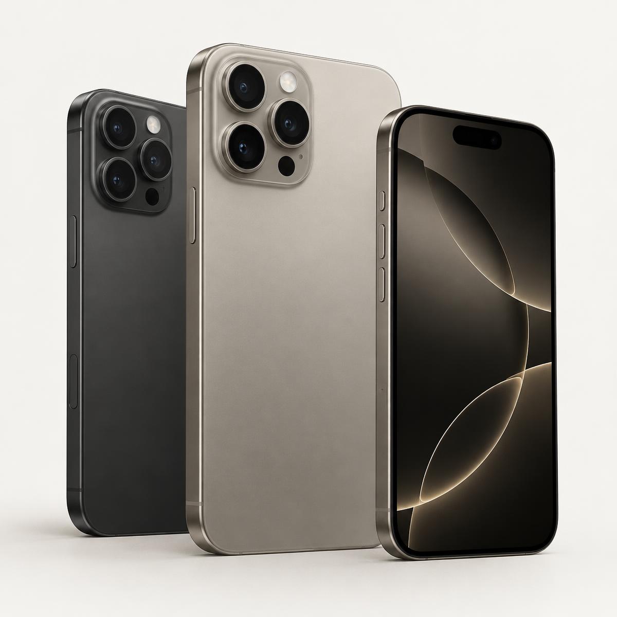 iPhones em titânio em destaque